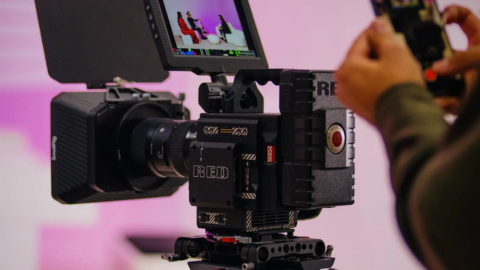 RED cinema camera rig at a studio shoot