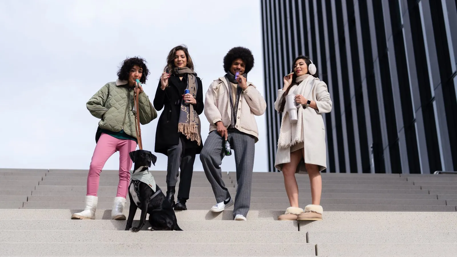 Lifestyle group shoot on urban stairs
